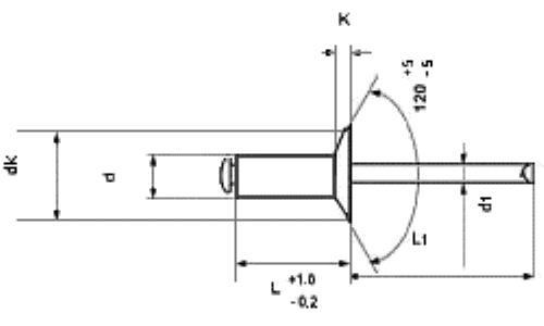 Заклёпка вытяжная (тяговая) стальная нержавеющая с потайным буртиком A2/A2