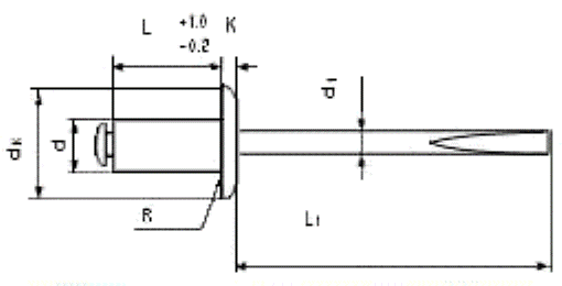 Заклёпка вытяжная (тяговая) комбинированная с плоским стандартным буртиком AL/A2