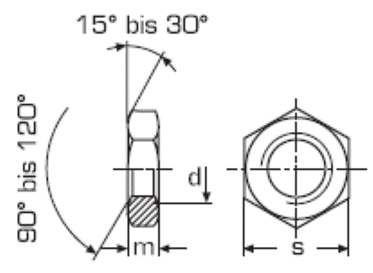 DIN 439 Гайка с левой резьбой, шестигранная, низкая