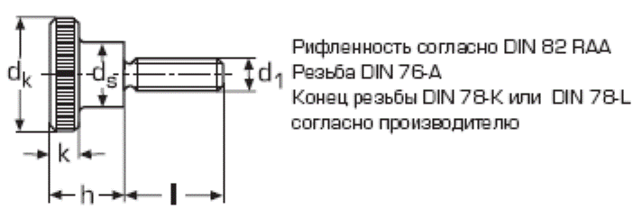 DIN 464 Винт с накатанной головкой (с накаткой)