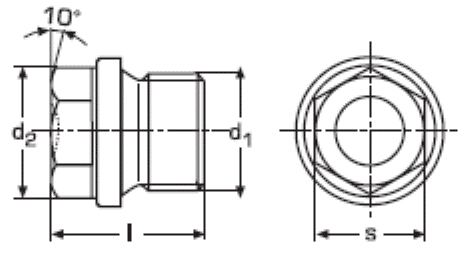 DIN 910 Пробка (заглушка) для труб резьбовая цилиндрическая с фланцем и внешним шестигранником
