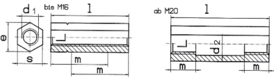 DIN 1479 Гайка (муфта) стяжная шестигранная