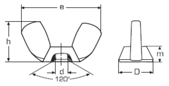 DIN 315 Гайка-барашек с прямоугольными лепестками, американская форма