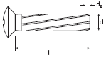 DIN 7516 Самонарезающий винт с крестообразным шлицем Ph. Форма E - полупотайная головка.